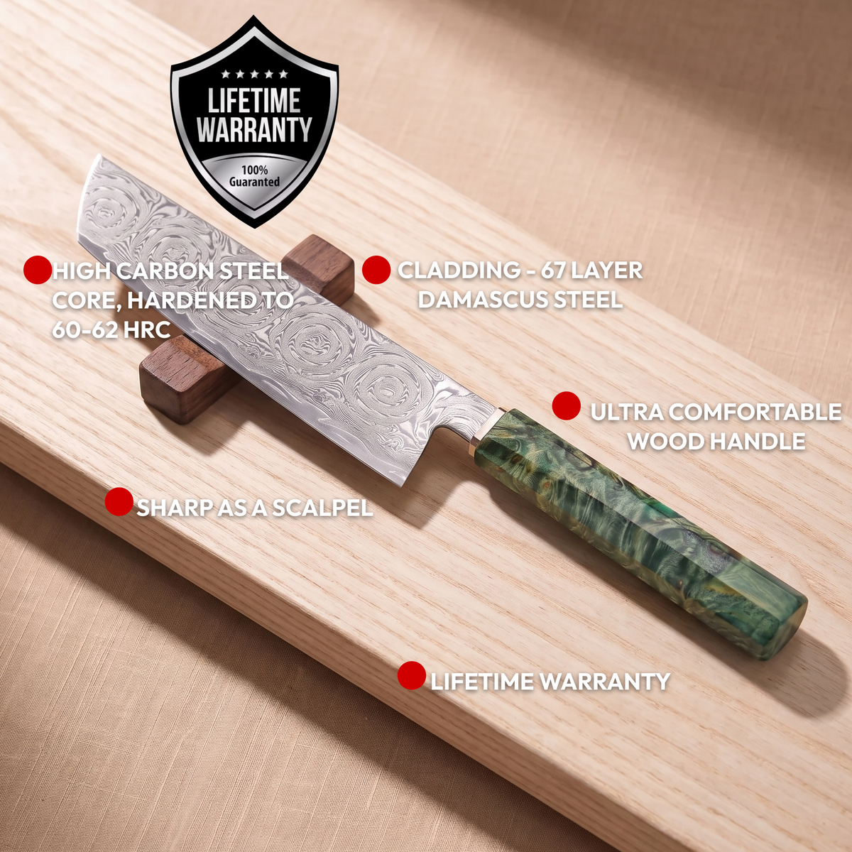Nakiri Vegetable Knife 18 cm, Galaxy Midori no Shō, features and lifetime warranty