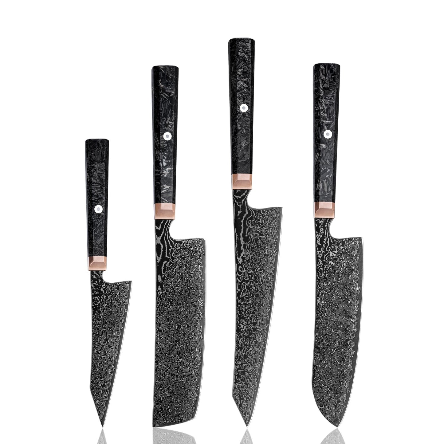 Obsidian (黒曜石) Damascus Steel - Japanese Kitchen Knife Set - Set of 4