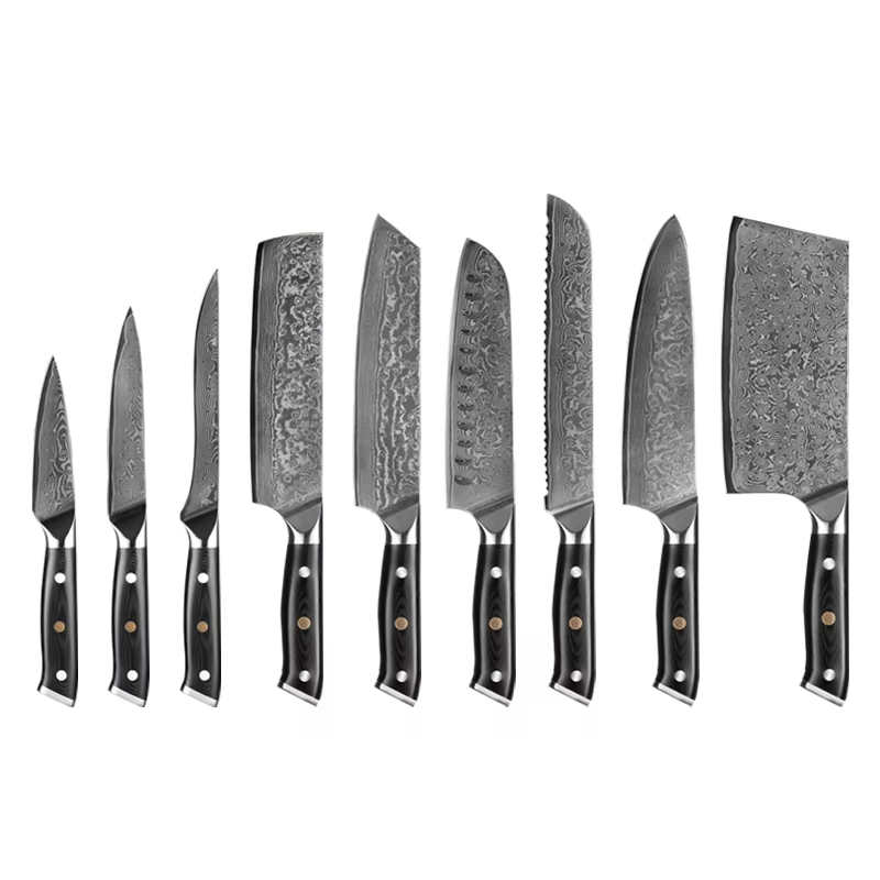 The Orion (オリオン) - Damascus Steel - Complete Kitchen Knife Set - Set of 9