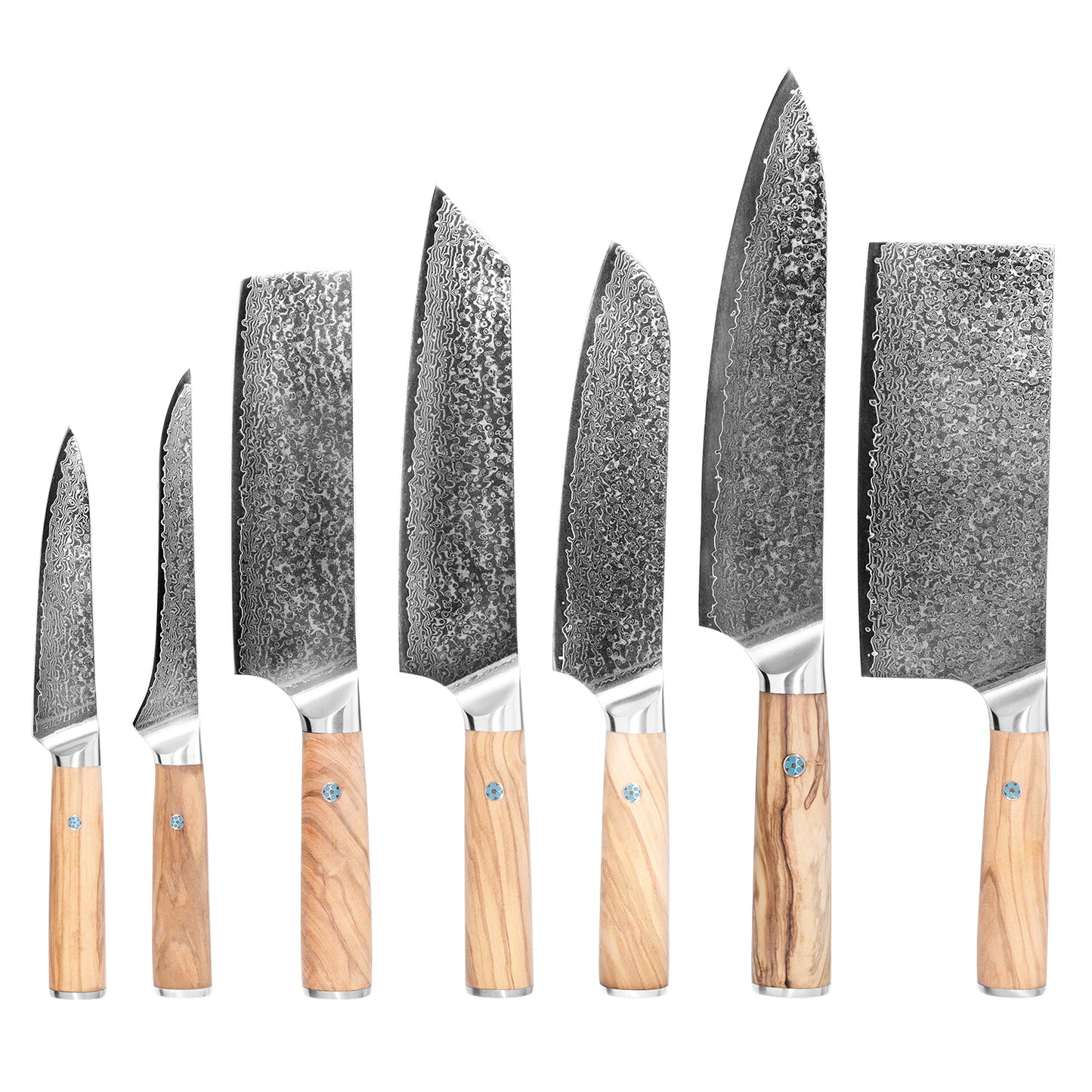 Takumi (匠) Damascus Steel - Complete Kitchen Knife Set - Set of 7