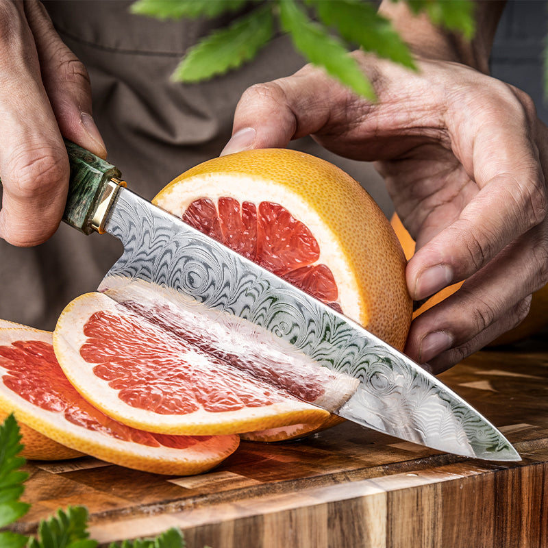 Midori no Shō (翠の章) Damascus Steel - 5 Inch Utility Knife