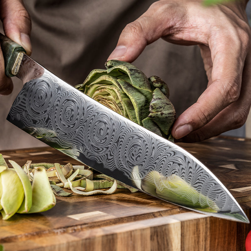 Midori no Shō (翠の章) Damascus Steel - 8.6 Inch Chef's Knife
