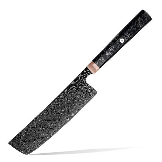 Obsidian (黒曜石) Damascus Steel - 6.7 Inch Nakiri Knife