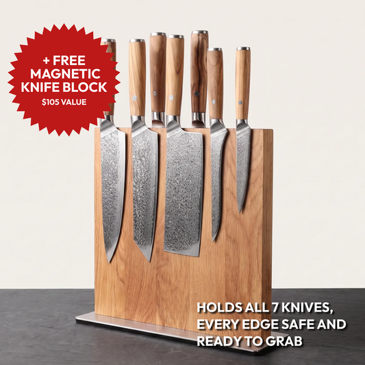 Japanese Damascus Knife Set, 7 Pieces, Galaxy Takumi
