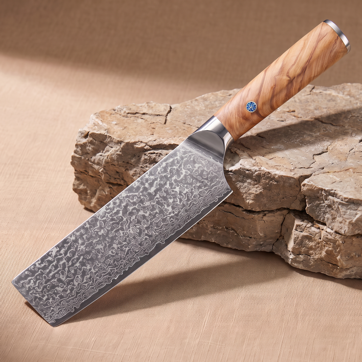 Nakiri vegetable knife 17 cm, Japanese Damascus steel, Galaxy Takumi