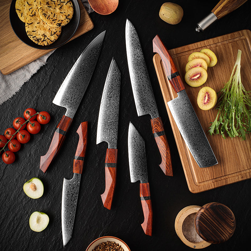 Heritage (遺産) Damascus Steel - Japanese Kitchen Knife Set - Set of 6