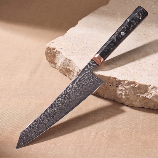Kiritsuke knife 21 cm, Japanese Damascus steel, Galaxy Obsidian