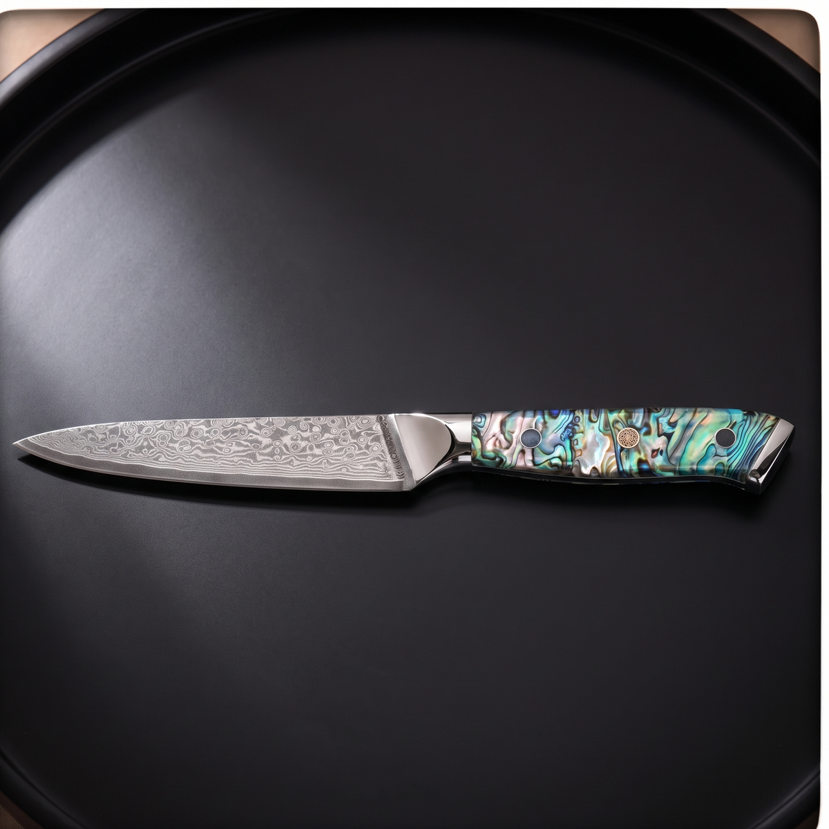 Utility Knife 13 cm, Galaxy Aurora, abalone shell handle, full view