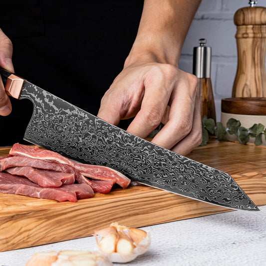 Kiritsuke Knife 21 cm, Japanese Damascus Steel, Galaxy Obsidian