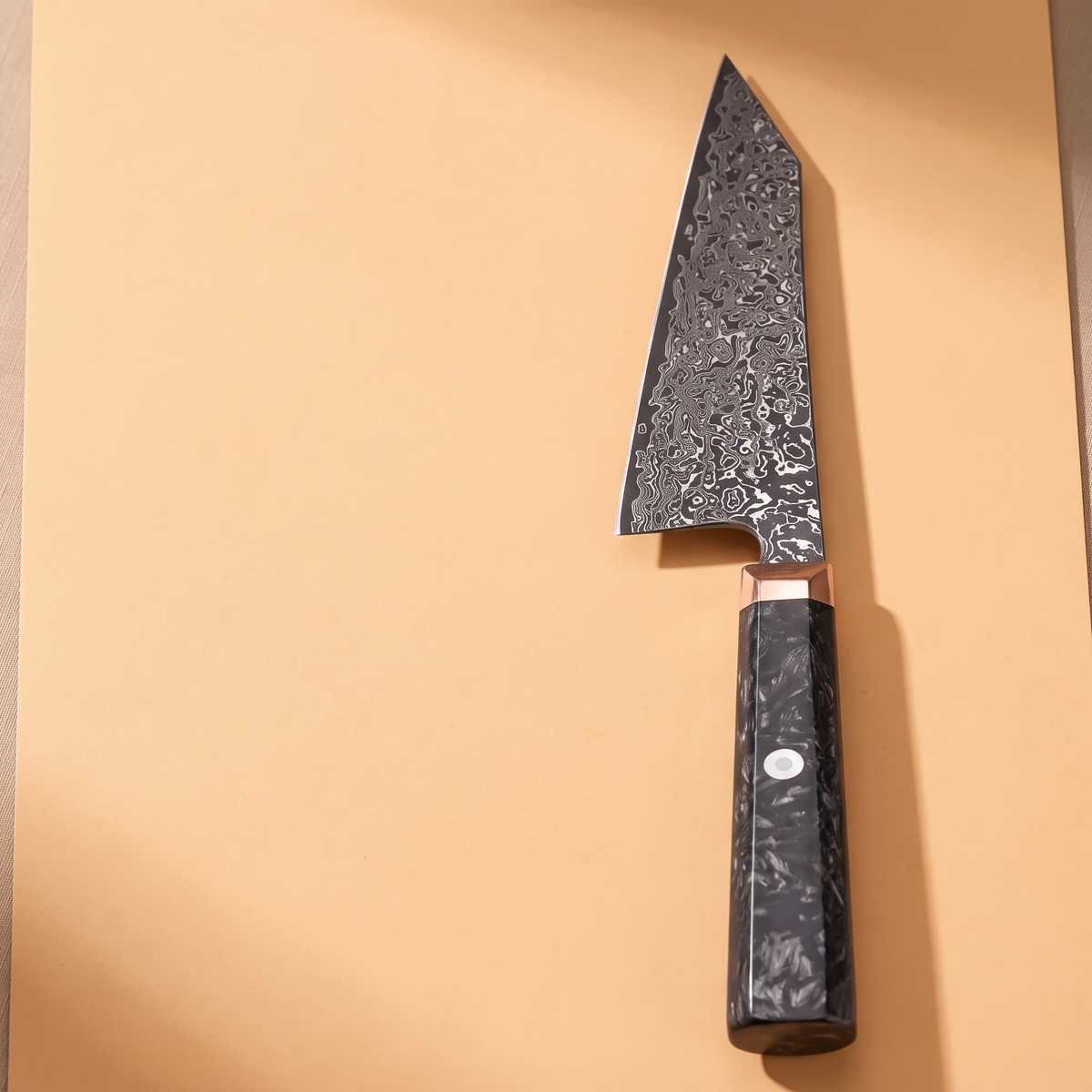 Bunka Knife 14 cm, Galaxy Obsidian, dark handle, full view