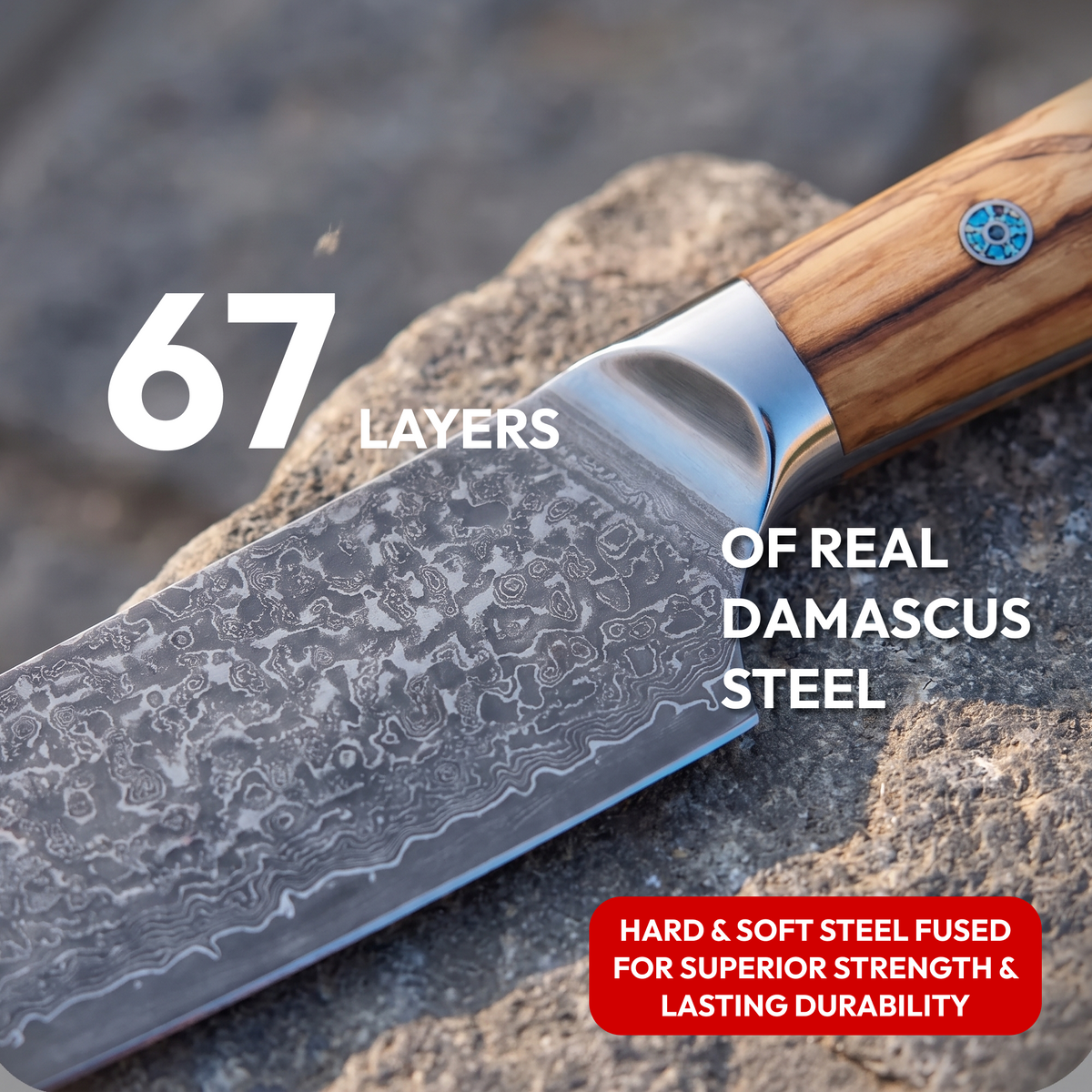 Gyuto Chef's Knife 20 cm, Galaxy Takumi, close-up of 67-layer Damascus steel blade