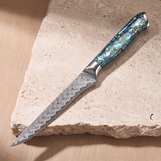 Boning knife 15 cm, Japanese Damascus steel, Galaxy Aurora