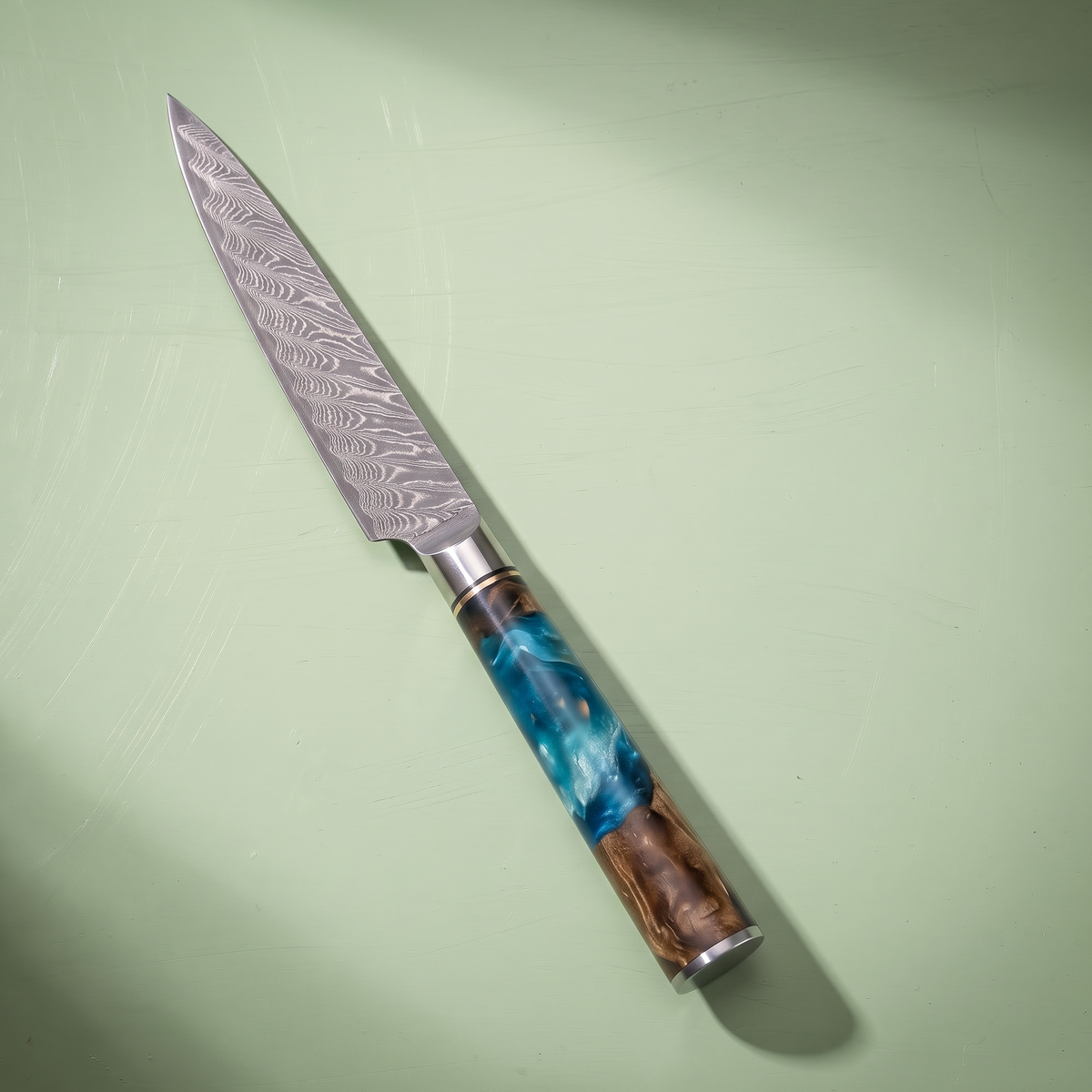 Utility Knife 13 cm, Galaxy Tenshi, blue resin handle, full view