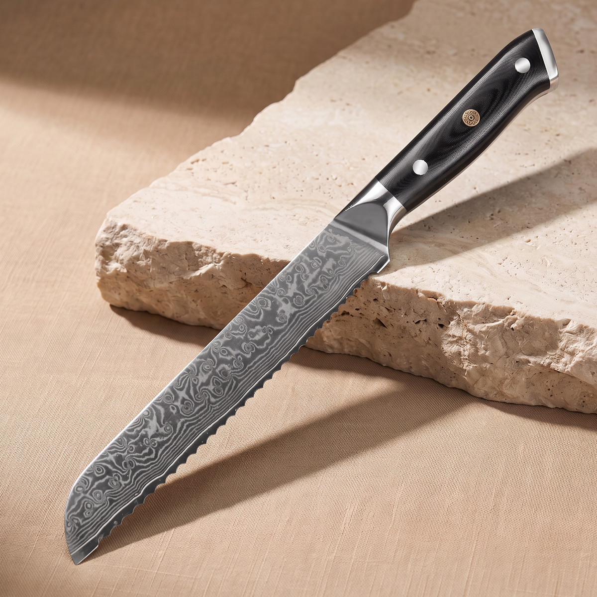 Bread knife 20 cm, Japanese Damascus steel, Galaxy Orion