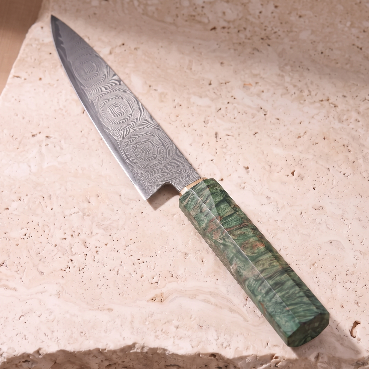Utility Knife 13 cm, Galaxy Midori no Shō, green wood handle, full view