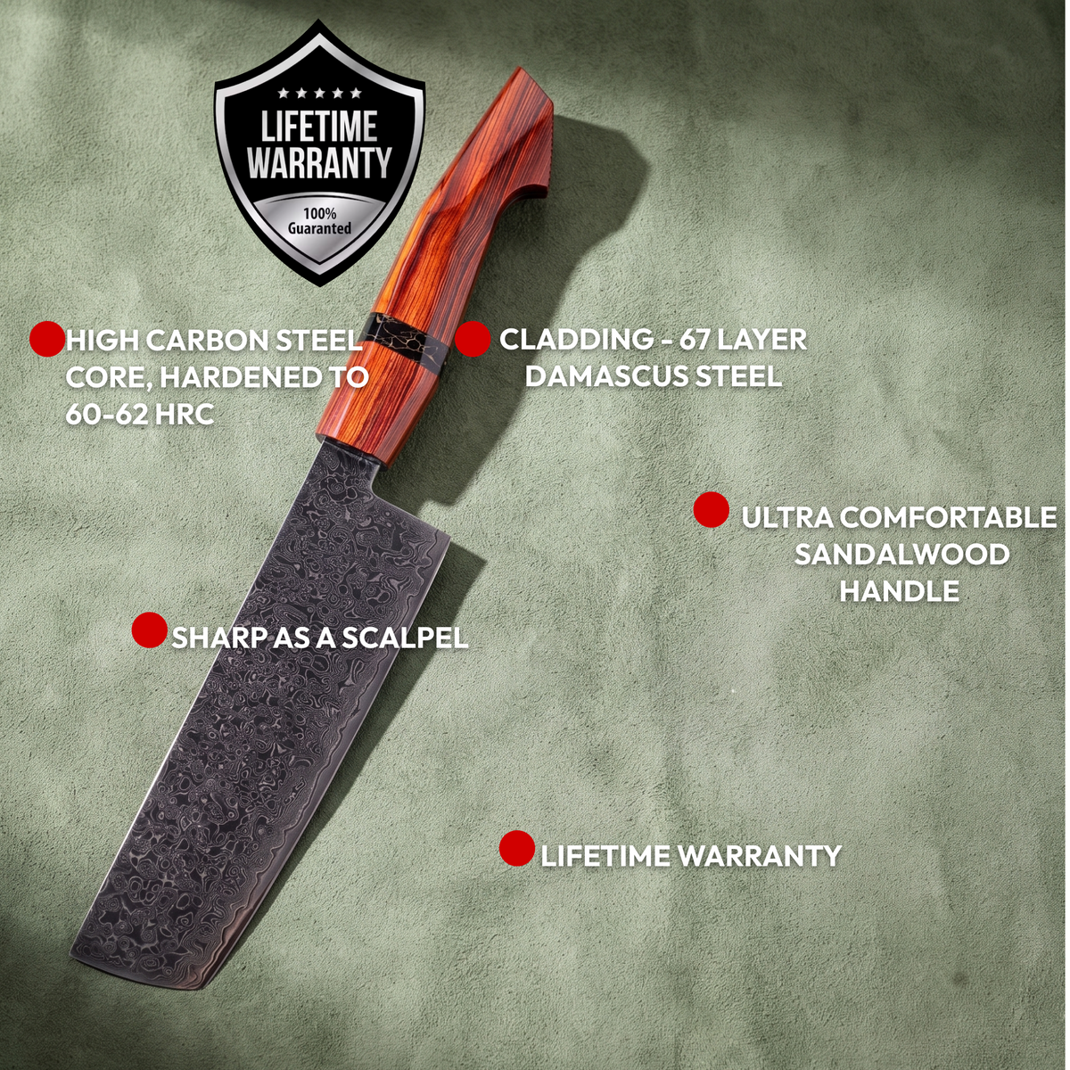 Nakiri Vegetable Knife 18 cm, Galaxy Heritage, features and lifetime warranty