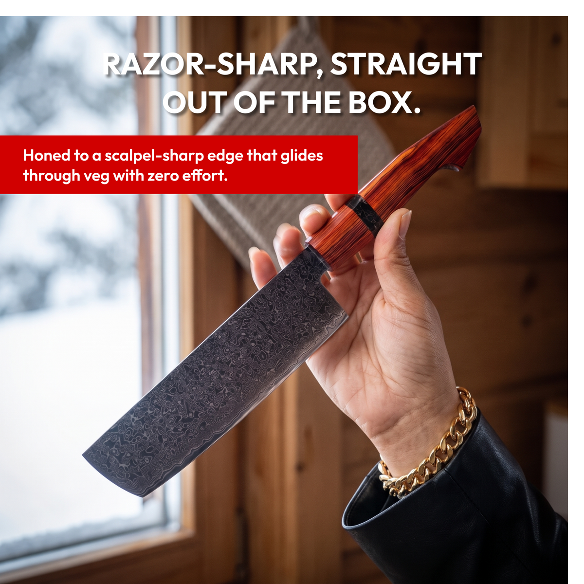 Nakiri Vegetable Knife 18 cm, Galaxy Heritage, razor-sharp blade in hand
