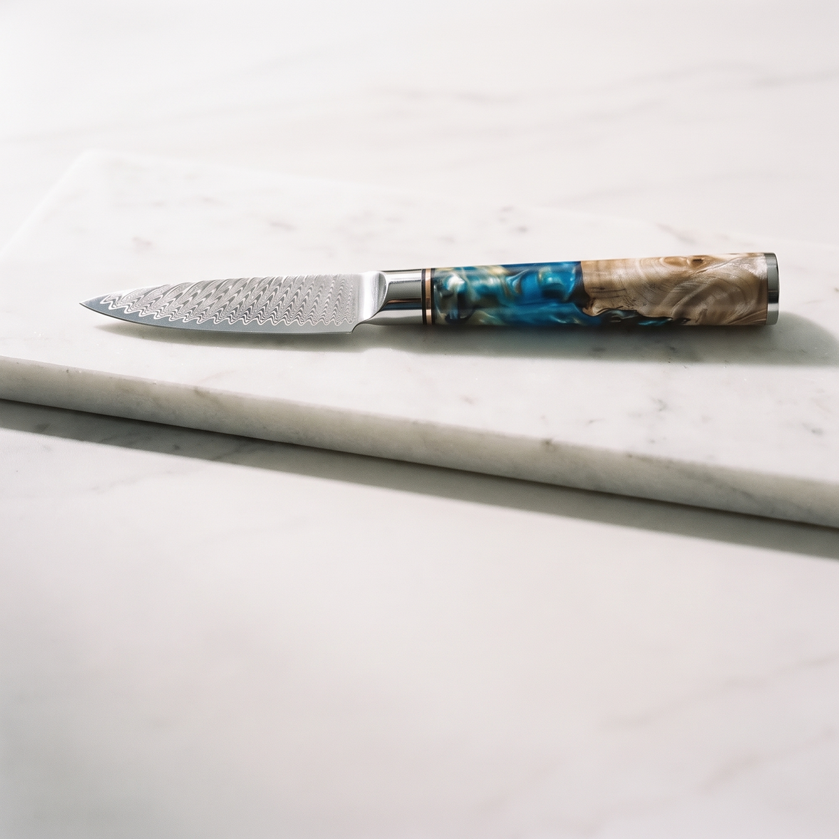 Paring Knife 9 cm, Galaxy Tenshi, blue resin handle, full view