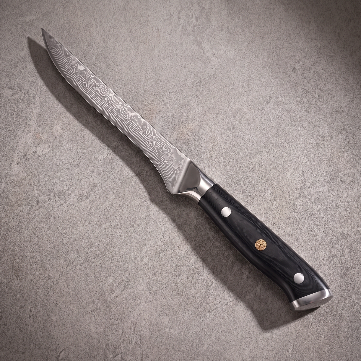 Boning Knife 15 cm, Galaxy Orion, black riveted handle, full view