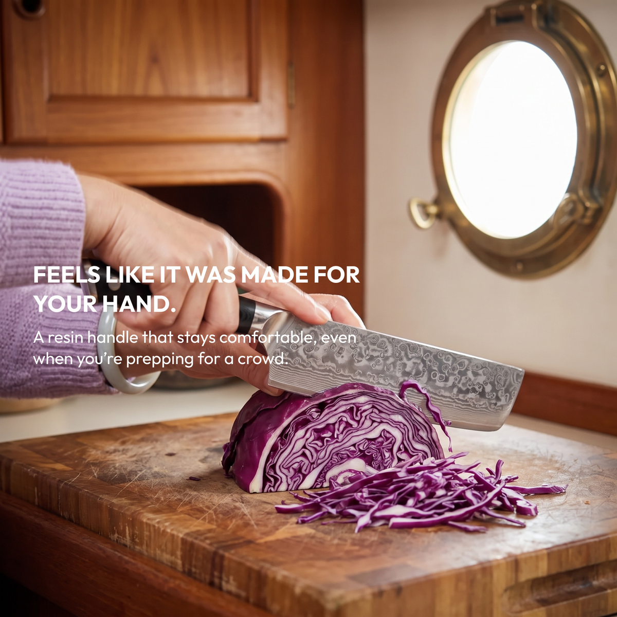 Nakiri Vegetable Knife 18 cm, Galaxy Orion, slicing red cabbage