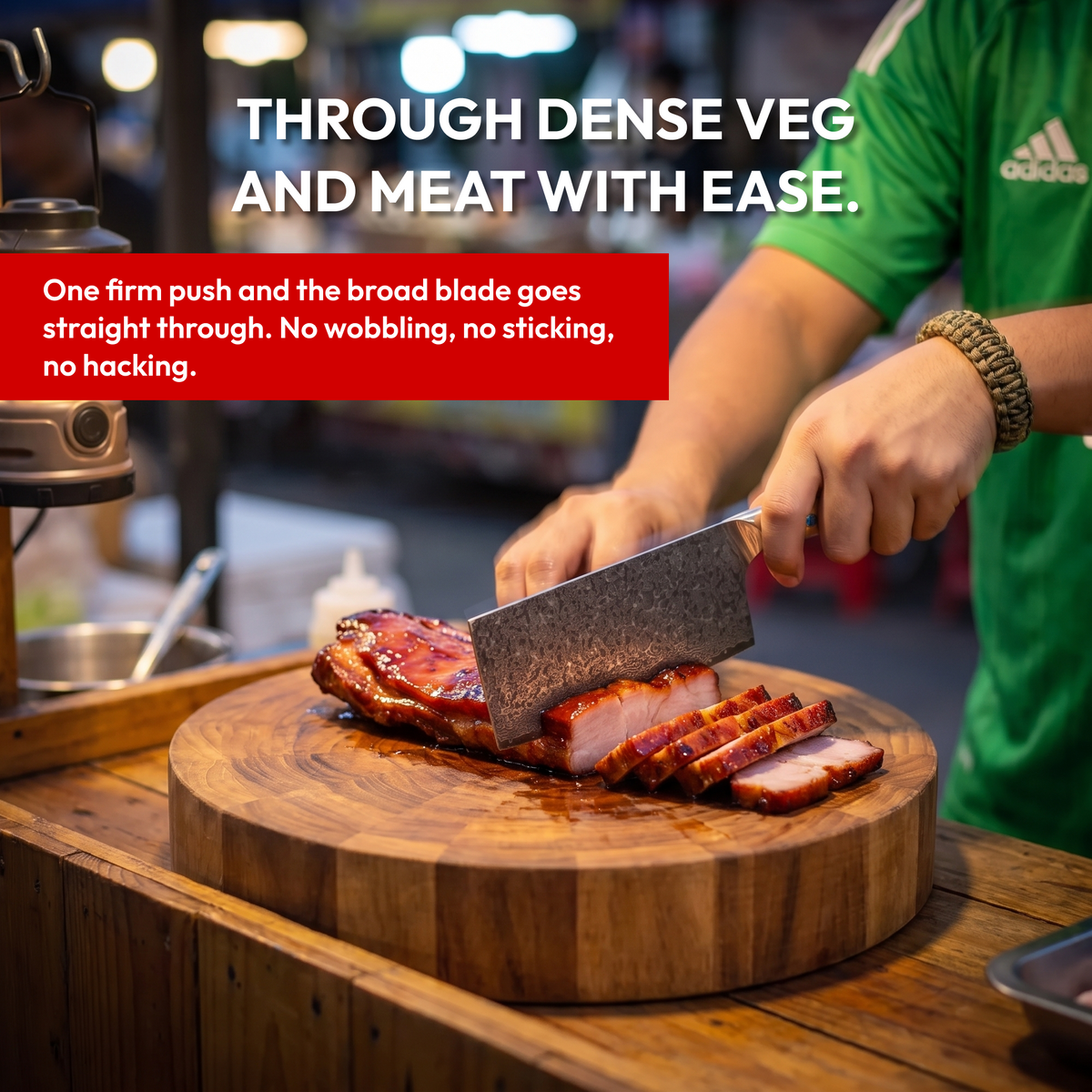 Cleaver Knife 18 cm, Galaxy Takumi, slicing roast pork