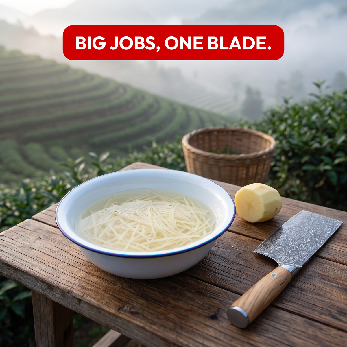 Cleaver Knife 18 cm, Galaxy Takumi, with noodles in the mountains