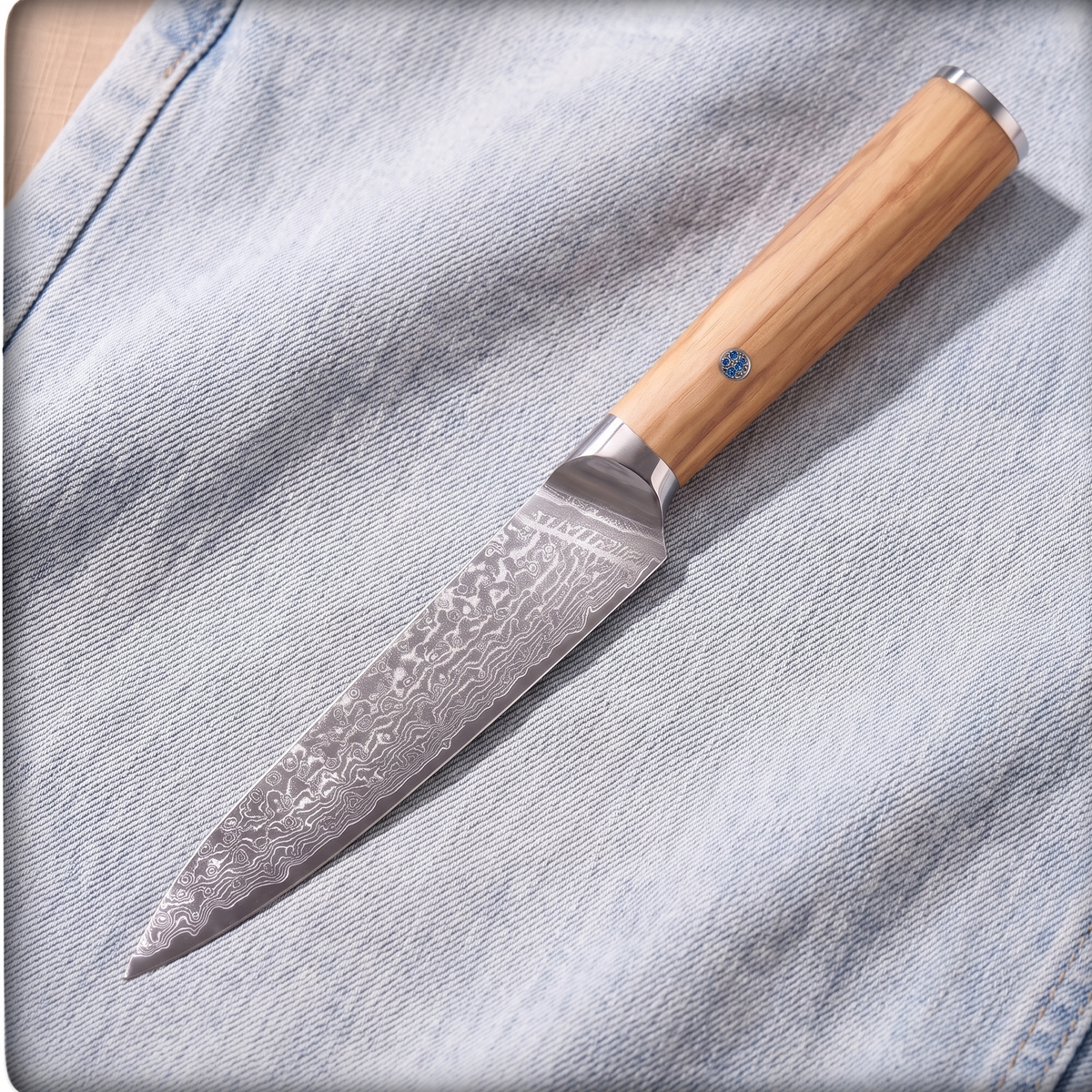 Utility Knife 13 cm, Galaxy Takumi, olive wood handle, full view