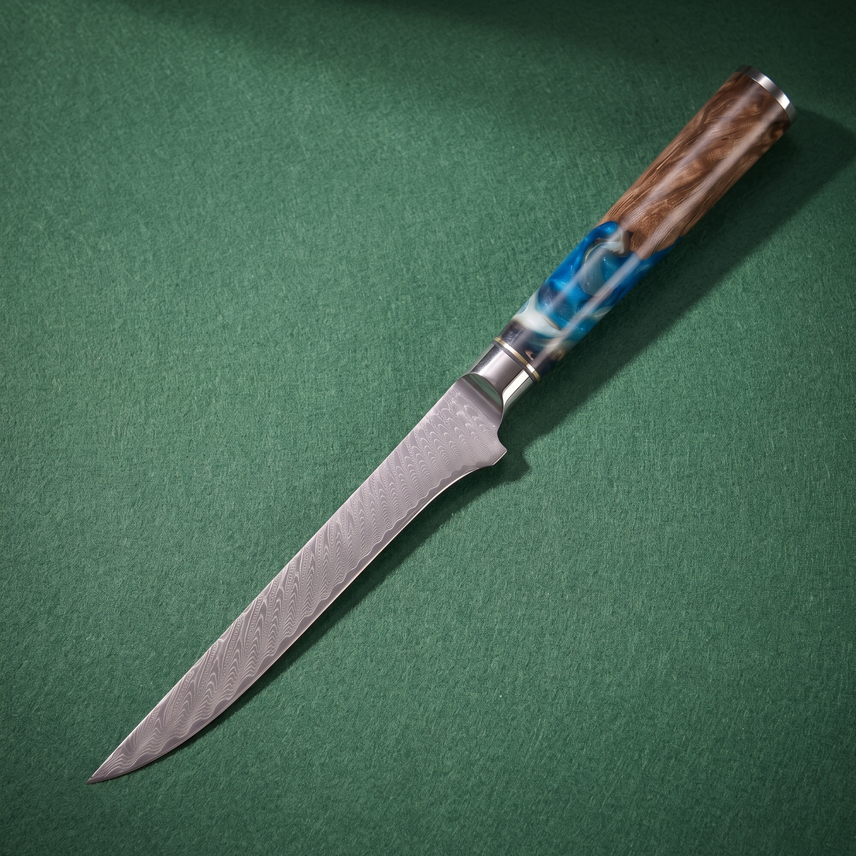 Boning Knife 15 cm, Galaxy Tenshi, blue resin handle, full view