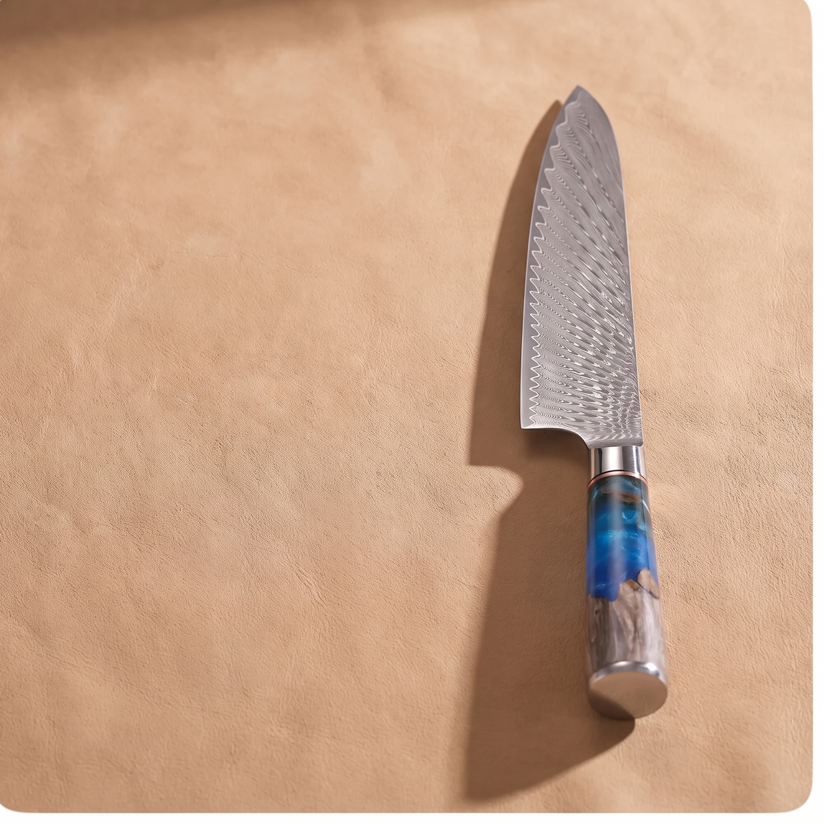 Gyuto Chef's Knife 24 cm, Galaxy Tenshi, blue resin handle, full view
