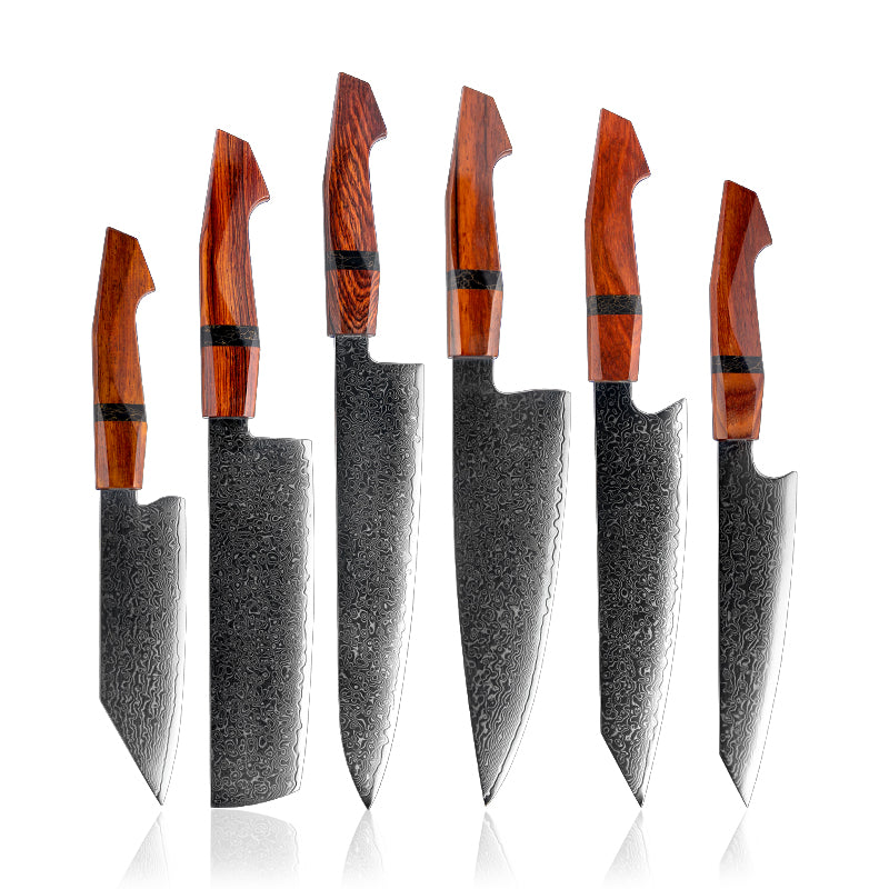 Japanese Damascus knife set, 6 pieces, Galaxy Heritage