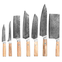 Takumi (匠) Damascus Steel - Complete Kitchen Knife Set - Set of 7