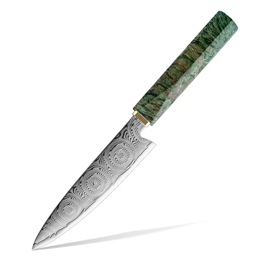 Midori no Shō (翠の章) Damascus Steel - 5 Inch Utility Knife