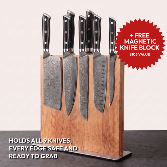 Japanese Damascus Knife Set, 9 Pieces, Galaxy Orion