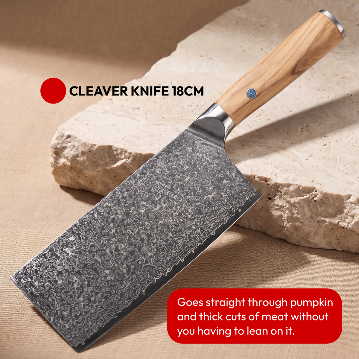 Japanese Damascus Knife Set, 7 Pieces, Galaxy Takumi, cleaver knife 18 cm on natural stone