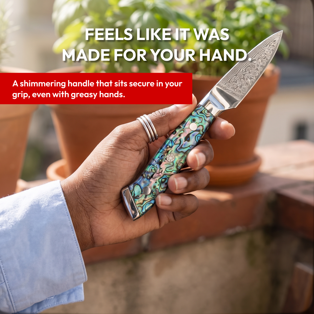Paring Knife 9 cm, Galaxy Aurora, comfortable abalone shell handle in hand