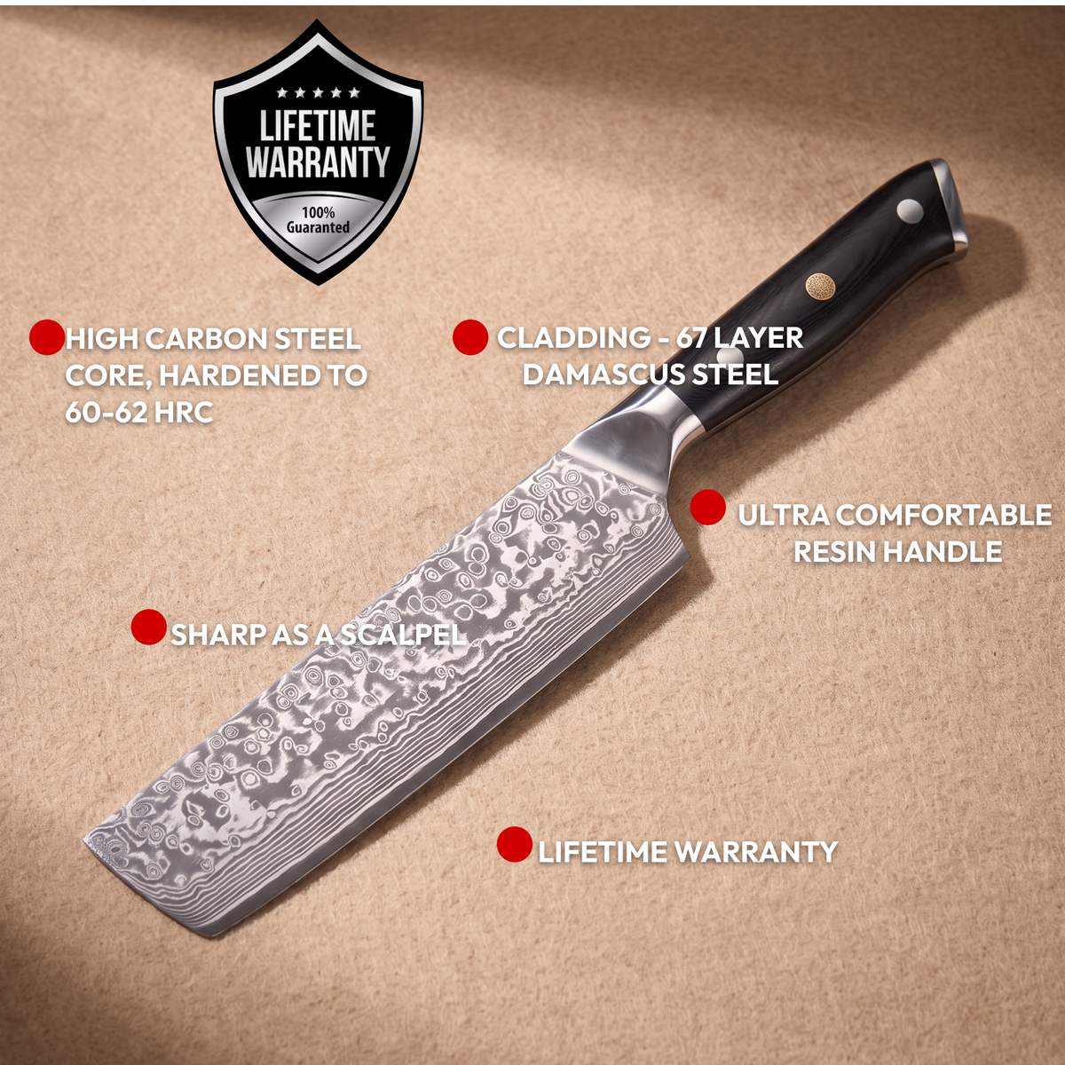 Nakiri Vegetable Knife 18 cm, Galaxy Orion, features and lifetime warranty