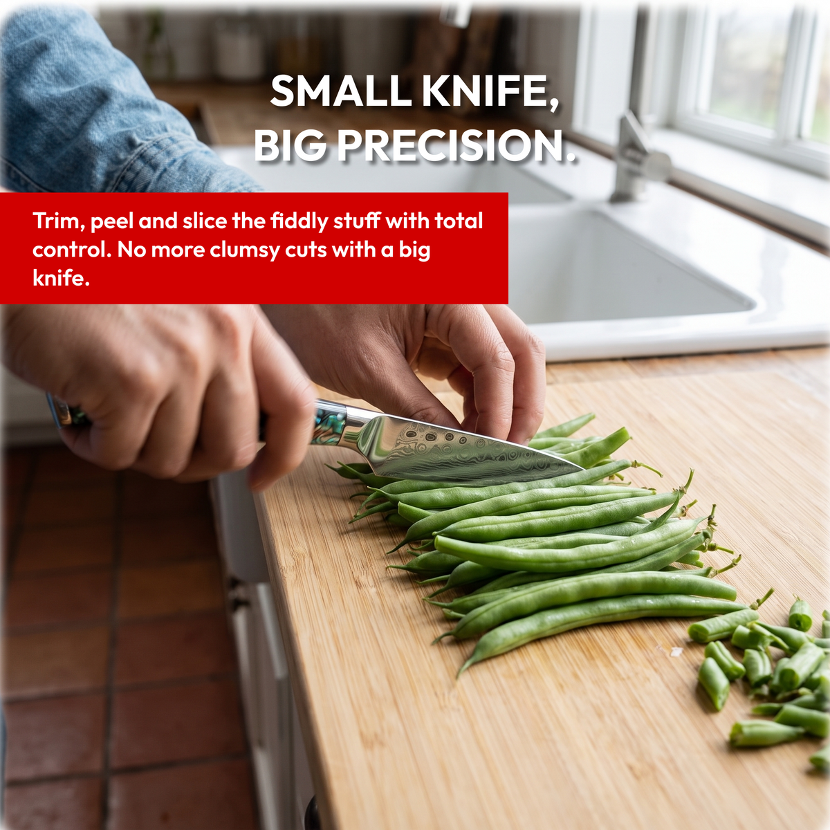 Paring Knife 9 cm, Galaxy Aurora, trimming green beans with total control