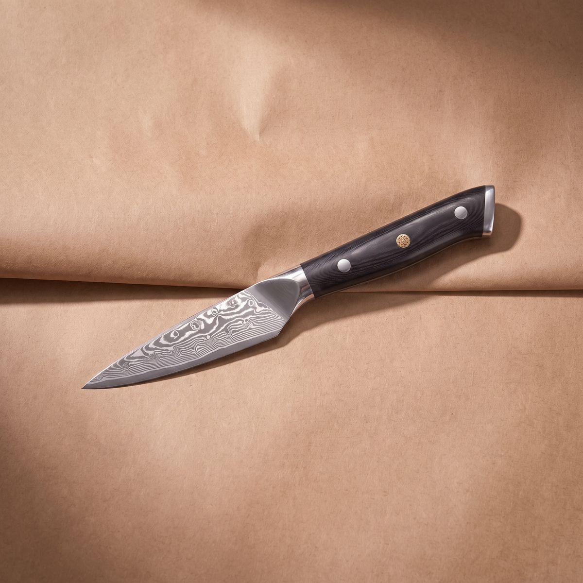 Paring Knife 9 cm, Galaxy Orion, black riveted handle, full view