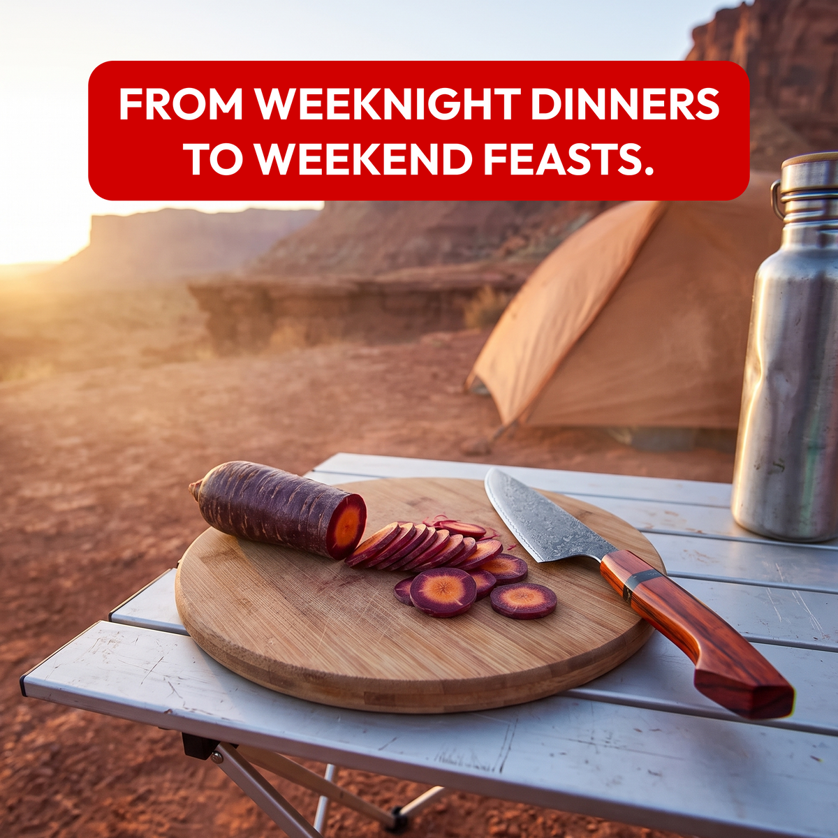 Gyuto Chef's Knife 20 cm, Galaxy Heritage, at a desert campsite
