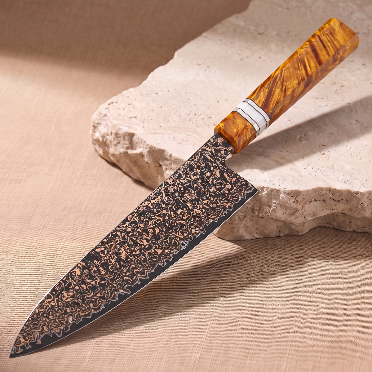 Gyuto Chef's Knife 21 cm, Galaxy Shinsei, on natural stone