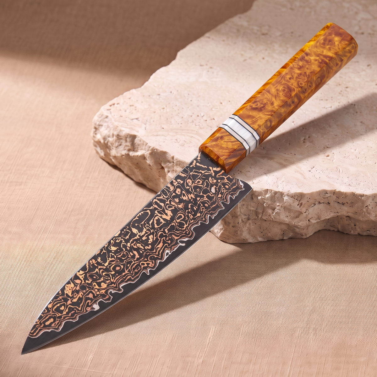 Paring Knife 11 cm, Galaxy Shinsei, on natural stone
