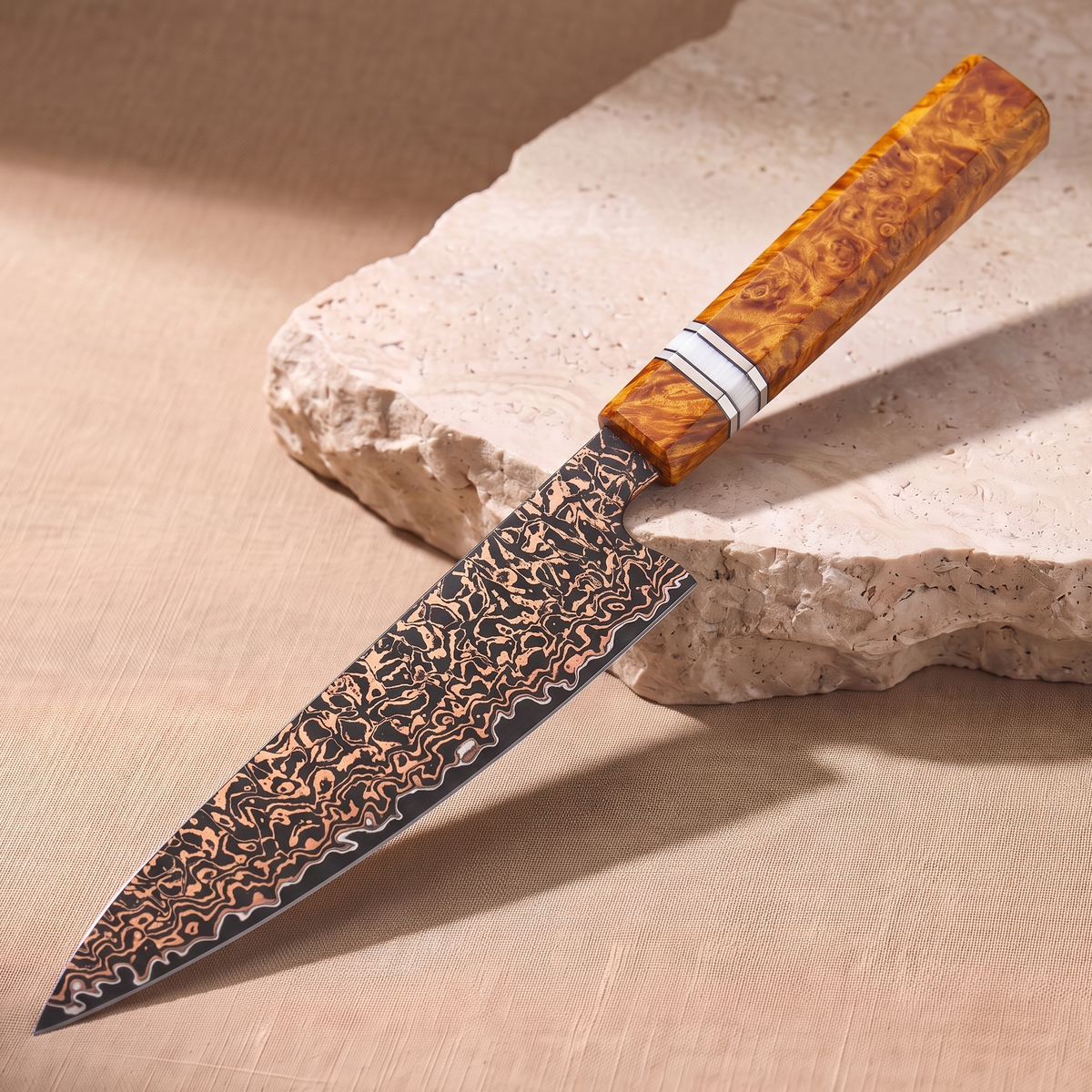 Utility Knife 14 cm, Galaxy Shinsei, on natural stone